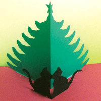 POPUP-CARD ツリーと猫